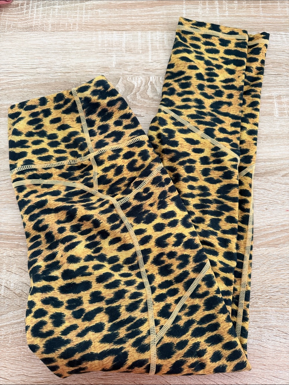 Leopard Print High-Waist Leggings - Yellow/Black